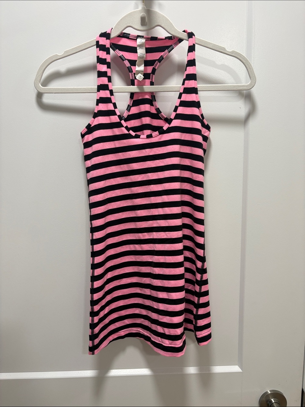 lululemon athletica Pink and Black Striped Racerback Tank